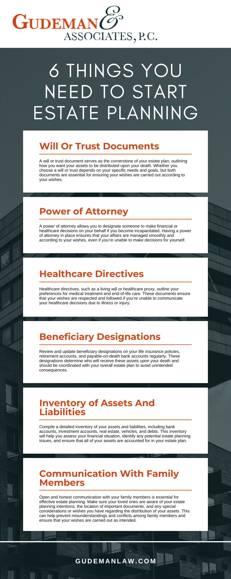 6 Things You Need To Start Estate Planning Infographic